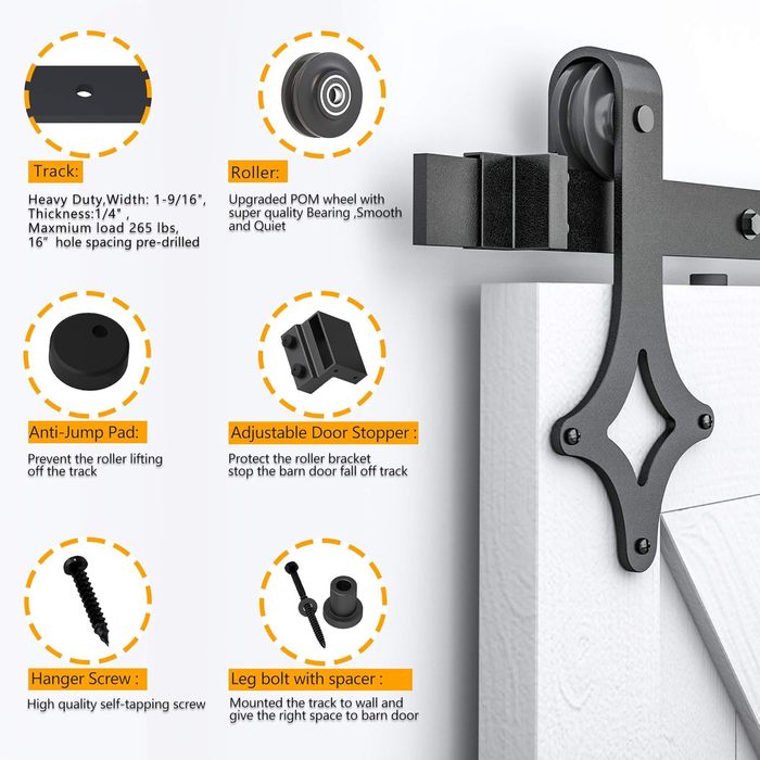 Sistem usa glisanta SKYSEN, 200 cm, otel carbon, design rombic