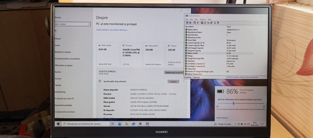 Laptop Huawei D15__i3 10110U (gen 10)_8GB LPDDR4X_SSD 256GB_F Metal__