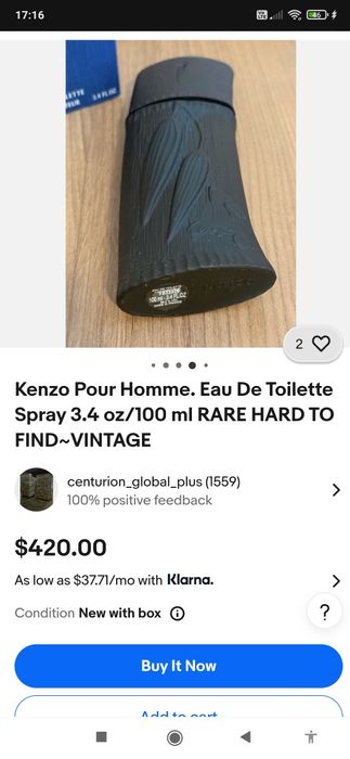 Parfum Kenzo Pour Homme EDT 1991 vintage rar, nou nefolosit fara cutie