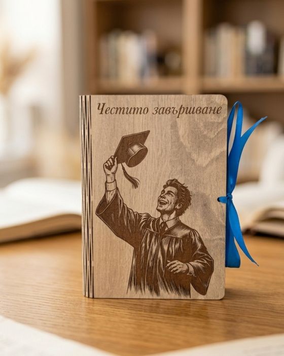 Персонализирана дървена картичка за абитуриент