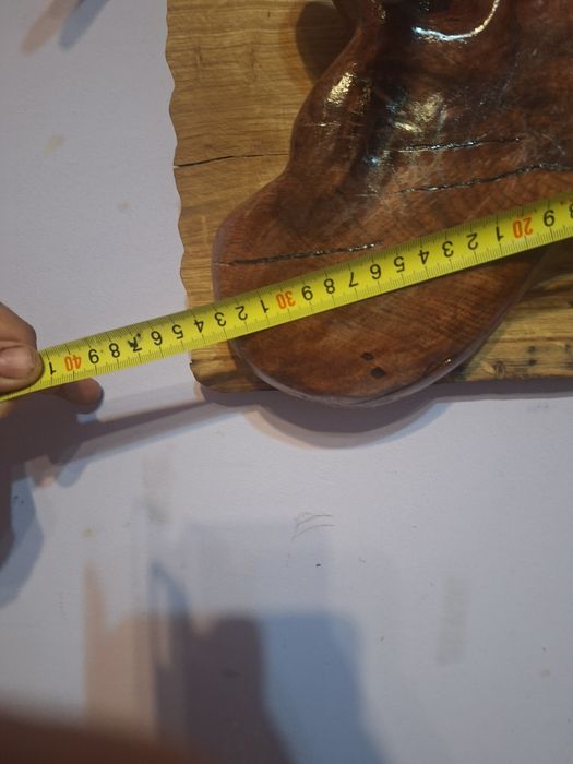 Sculptura Cerb Unicat - Sculptura manuala în stejar pe placa de frasin masiv ( coarne de 50 cm)