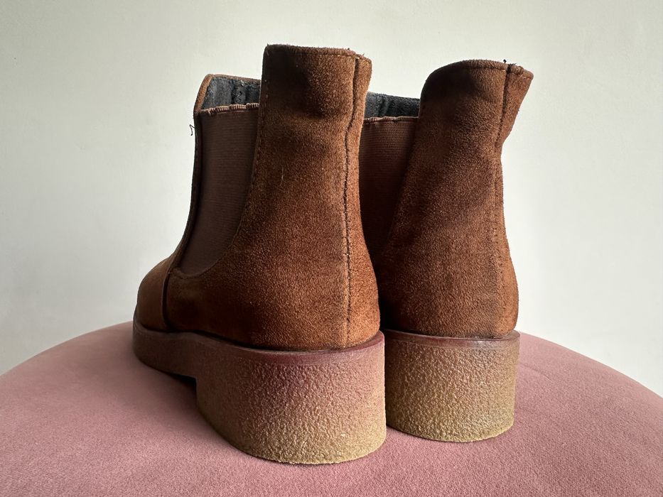 Ghete din piele întoarsă maro