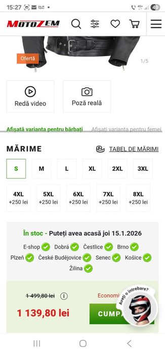 Vand geaca piele moto noua