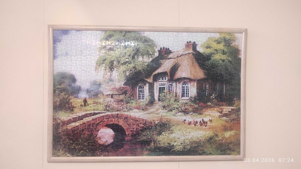 АРТ пъзел нов РАМКИРАН "Къща сред зеленината" - Рент Уитхар