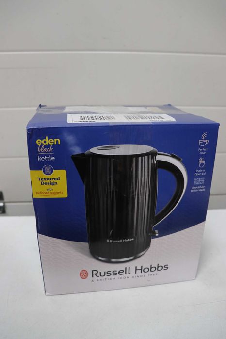 Кана Russell Hobbs Eden RHK2736BLK текстуриран дизайн, капак, отварящ се с натискане, основа въртяща се на 360° прозорец за вода с манометър 1,7 л
