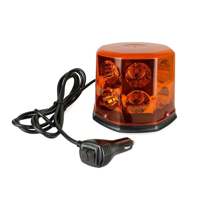 Girofar LED auto 12-24V cu magnet, mufă brichetă, 2 butoane – lampă semnalizare camion/utilaje
