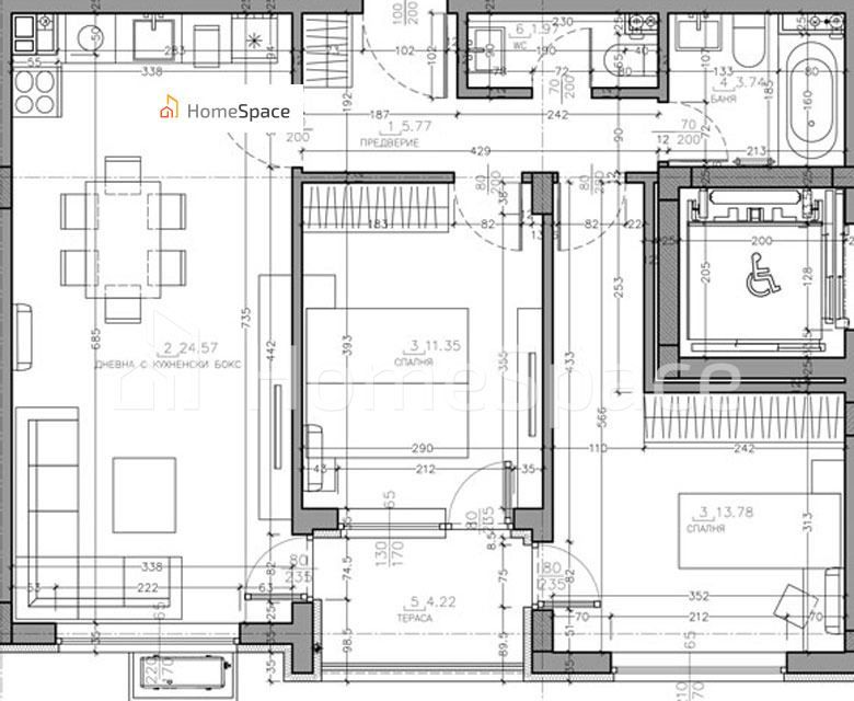 Продава се Тристаен апартамент в София, Малинова долина - 95 кв.м за 2422 €/кв.м - Снимка #1