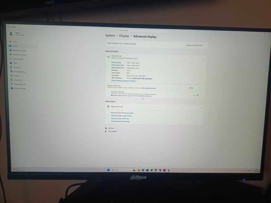 monitor gaming dahua 180hz QHD