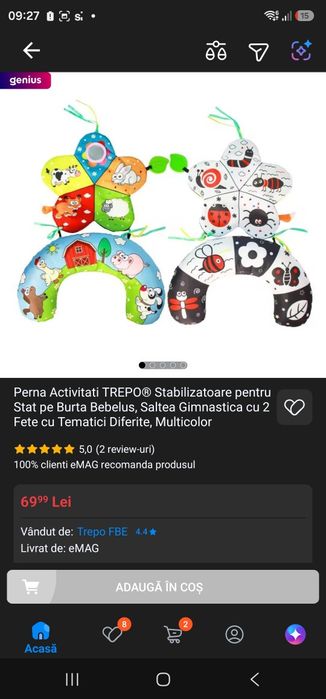 Perna reversibila cu 2 fete Tummy Time