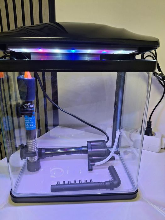 Vand Acvariu pesti 23/16 *27,5 cm, 7 l negru+ incalzitor