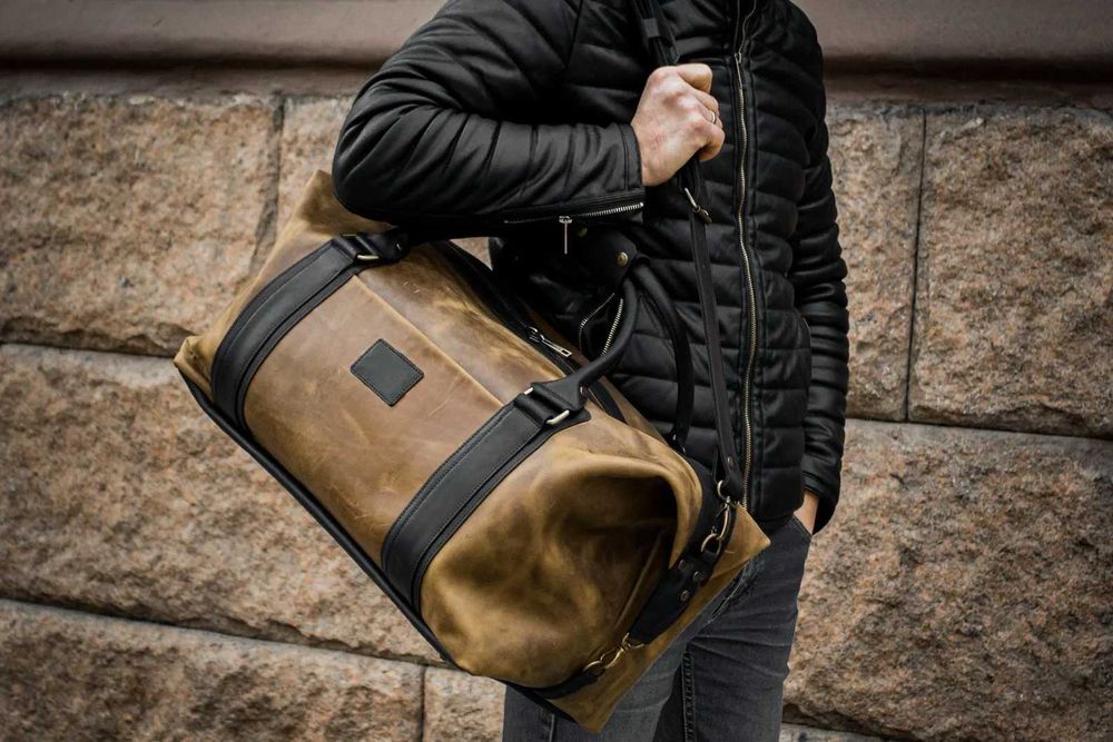 Geantă de voiaj din piele naturală. Duffel bag