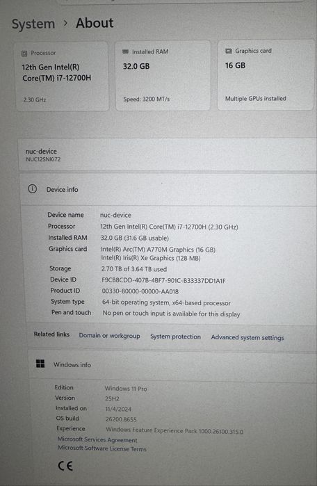 Intel NUC 12 Enthusiast 32GB 1TB