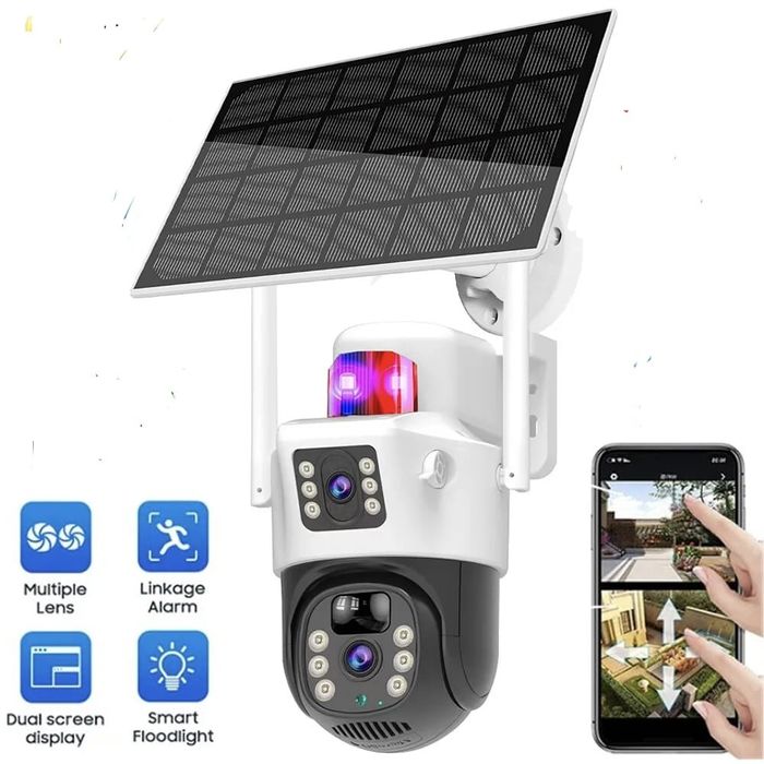 Camera Supraveghere Solară Dubla 4G ,Cartela SIM ,Panou Solar