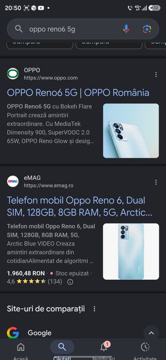 OPPO RENO 6 5G 8+4 _128 BG