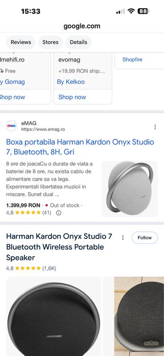 Boxa Boxa portabila Harman Kardon Onyx Studio 7, Bluetooth, 8H, Adjud!