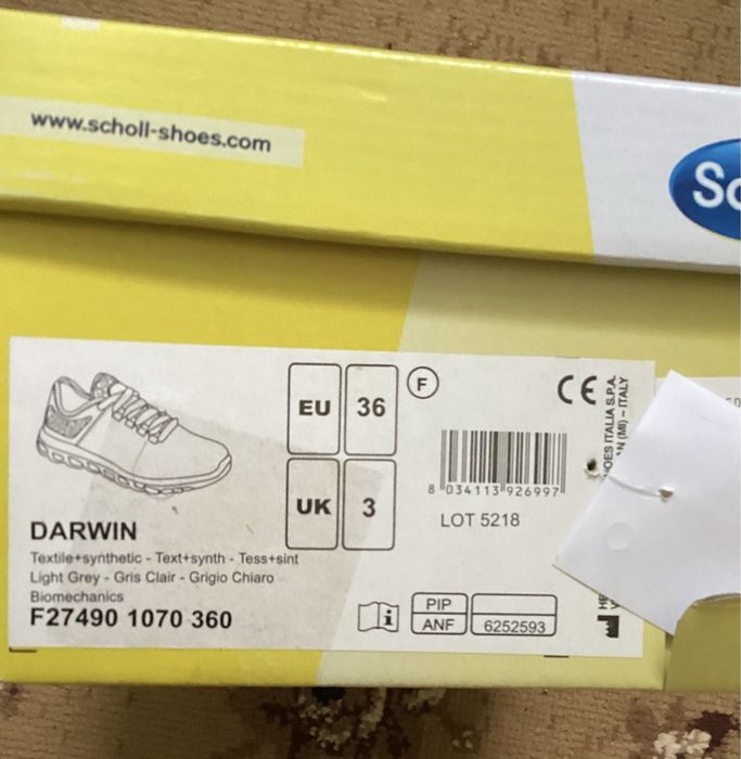 Sneakers scholl darwin, marimea 36, culoare alb cu gri