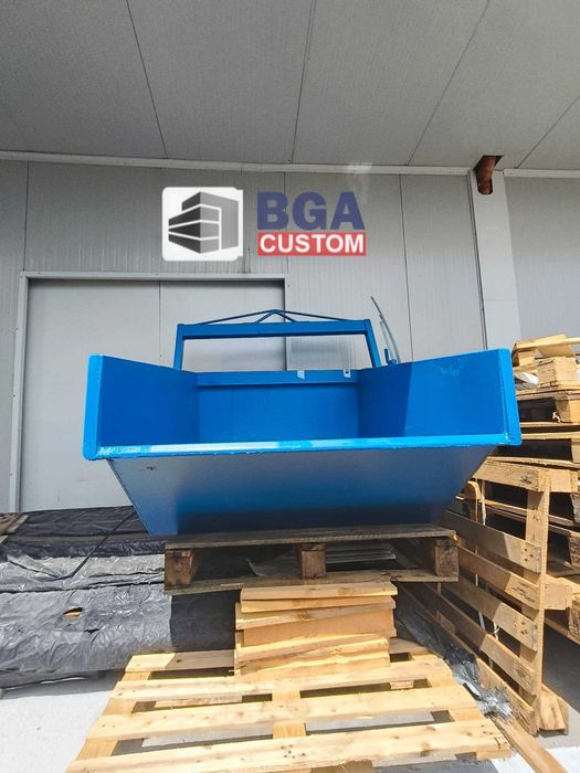 Bena - haba cu autodescarcare de 800 l Boscaro (Italia) 4069 lei +tva, autobasculare pentru moloz , deseuri pt macara, furca macara pt paleti Boscaro,