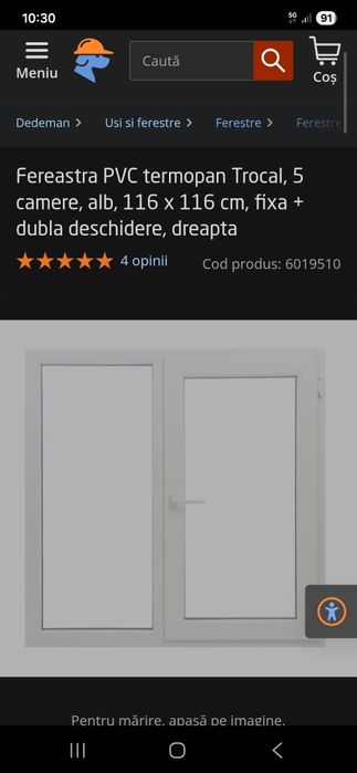 Vând geam termopan 116x116