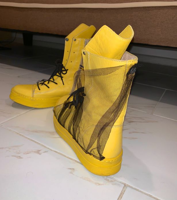 Жълти обувки от Естествена кожа/Дамски боти