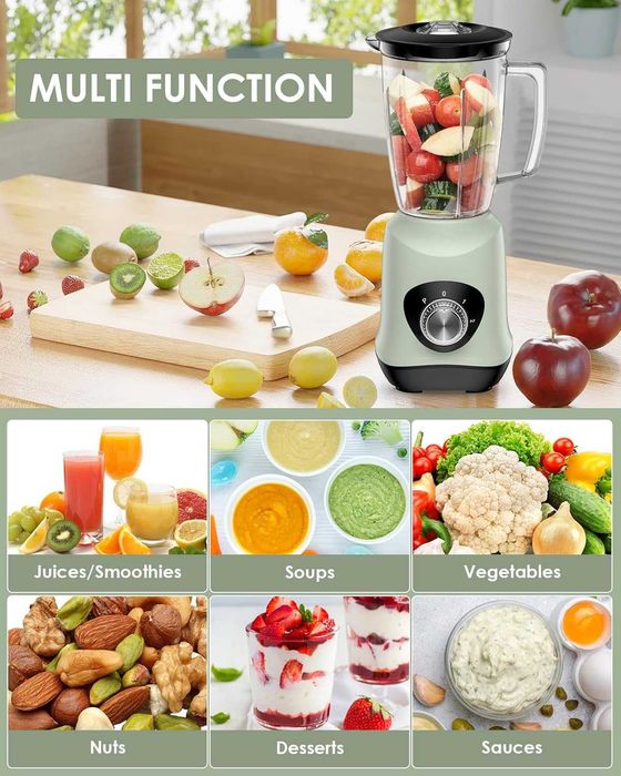 Блендер за сок Cosicosy с кана 1 л без BPA, 500 W, 2 скорости, зелен