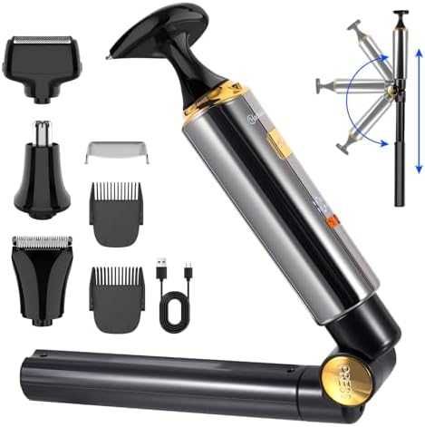 Нов Hatteker 4 в 1 тример за гръб и тяло с удължаваща дръжка водоустойчив LCD дисплей за мъже