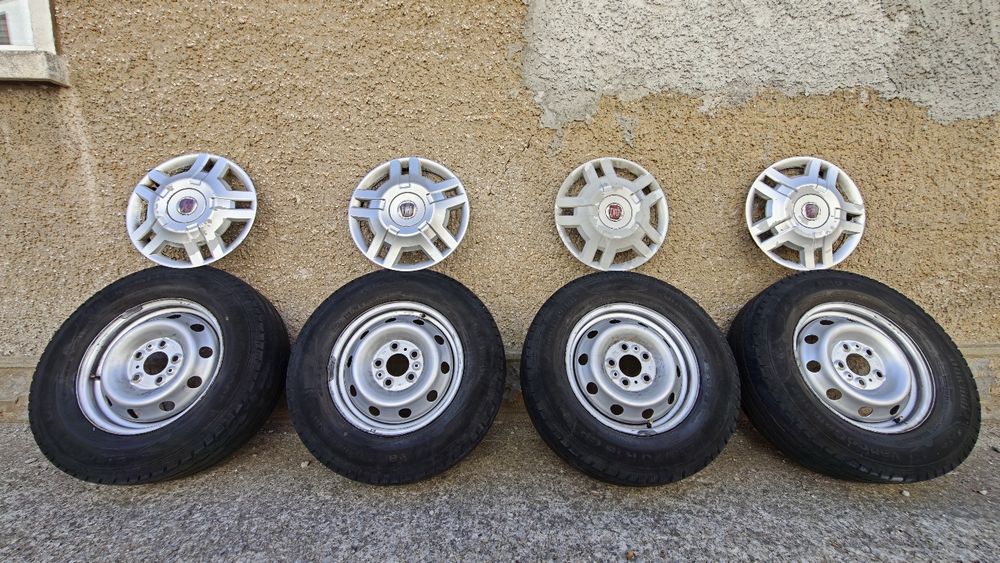 Гуми 215 70 15 CP със джанти 5x118 15 и тасове за кемпер Fiat Ducato