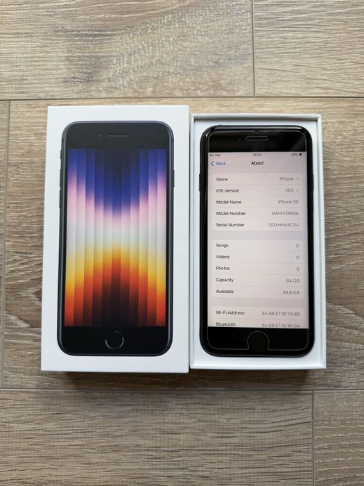 Iphone SE 3 2022, 64gb, (bat.82%) - negru, ca nou