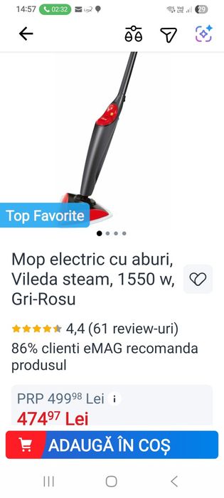 Mop electric cu aburi, vileda