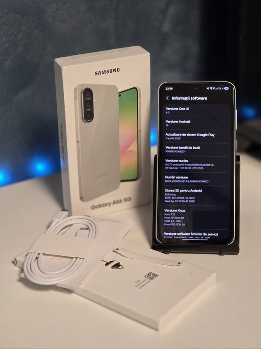 Samsung Galaxy A56 / 256GB / 8GB Ram / Culoare Awesome Olive / 21 cicluri încărcare / Fullbox / Folie display / Husă / Liber de rețea / Preț fix !