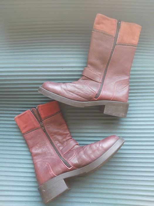 Дамски ботуши естествена кожа - цвят бордо, 37 номер