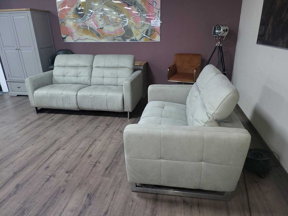 Сив комплект дивани от плат тройка и двойка "Marmont"