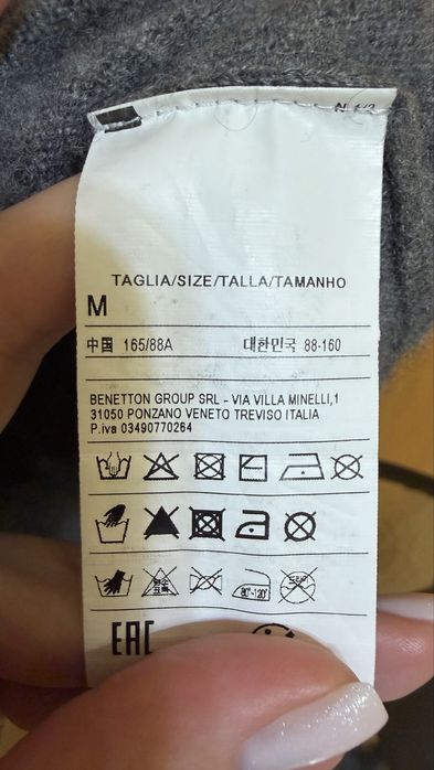 Пуловер  поло Benetton.100%кашмир. Размер М