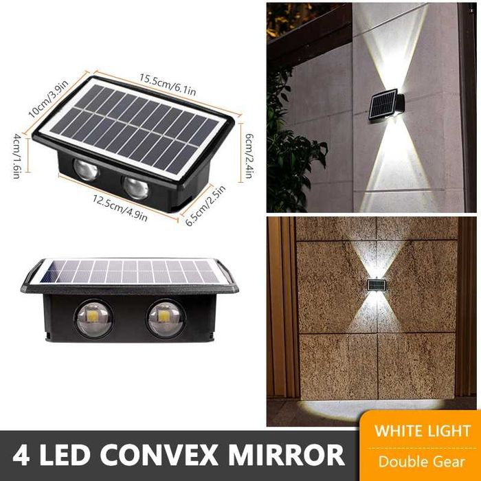 Set x2 Lampi Solare de perete cu 4 lampi Lupa pentru Gradina sau Casa