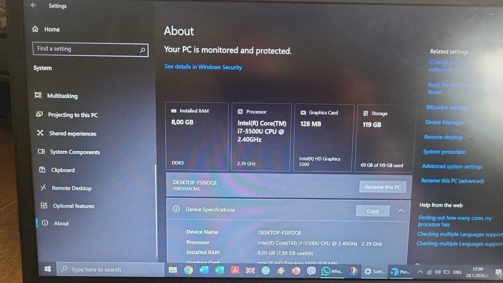 Бизнес лаптоп Lenovo ThinkPad X1 Carbon (Gen 3) / i7 / 8GB RAM / Лицензиран Windows