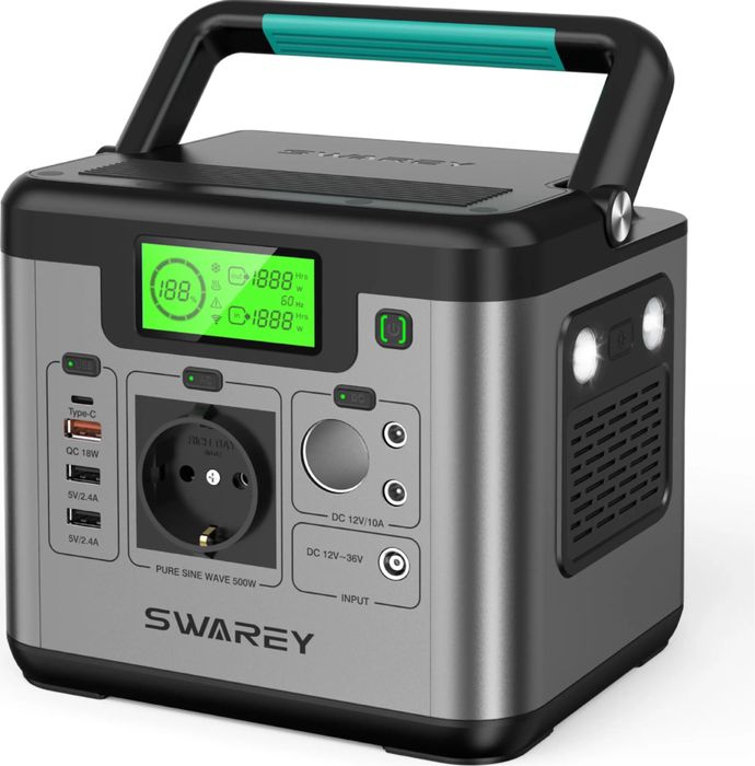ПОСЛЕДЕН! с 24м ГАРАНЦИЯ! Оригинален комплект Swarey S500 + Swarey 100W Соларен Панел. Отлично Off-Grid Решение за Къмпинг, Кемпер, Каравана и Риболов
