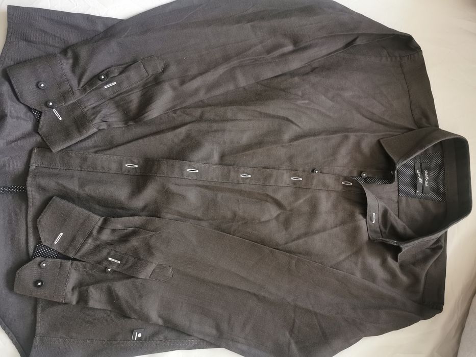 Cămașă bărbați Dash&Dot – Slim Fit – maro închis – mărimea L – NOUĂ