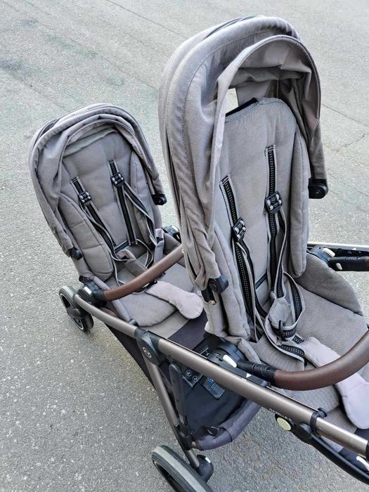 Cybex Бебешка количка Gazelle S Stone Grey близнаци + 2бр летни коша