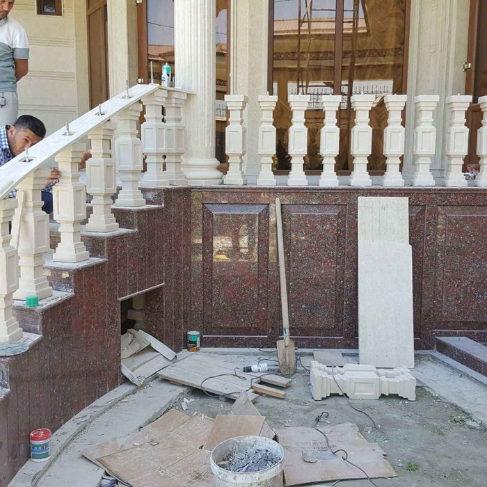 Установка гранит камень корка травертин тош   granit алюкобонд вес УЗБ