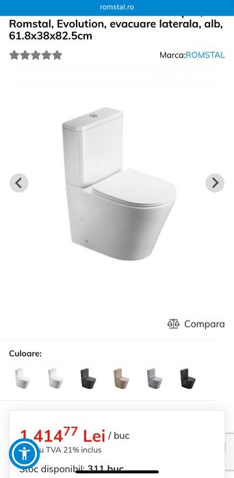 Set vas wc stativ cu rezervor si capac, Romstal, Evolution