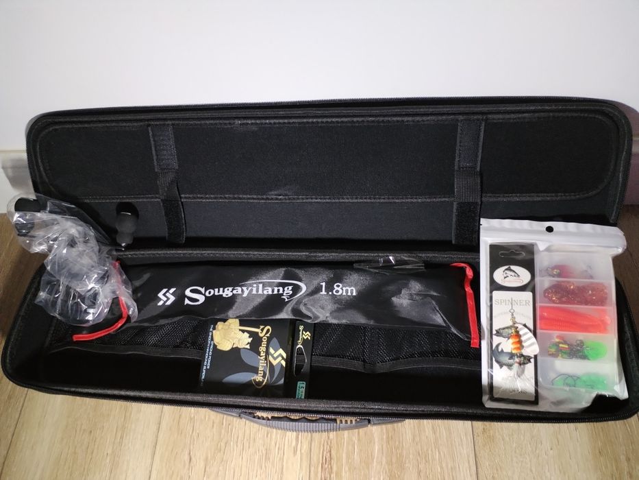 set de pescuit Sougayilang (undiță + accesorii), lungime 1,8 m, cu hus