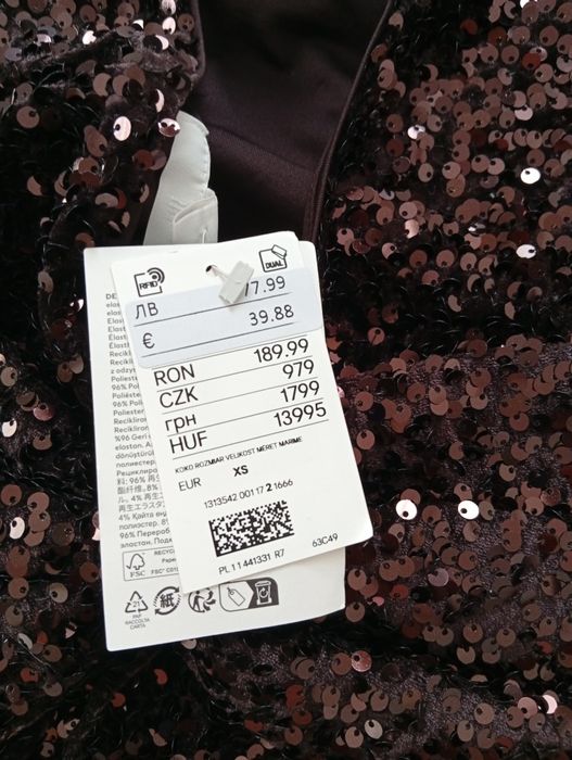 Неслагана рокля с пайети кафява HM