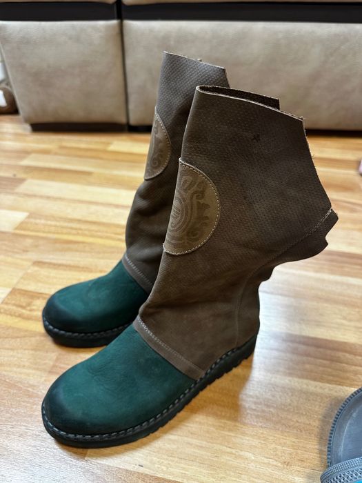 Дамски боти кожа и велур