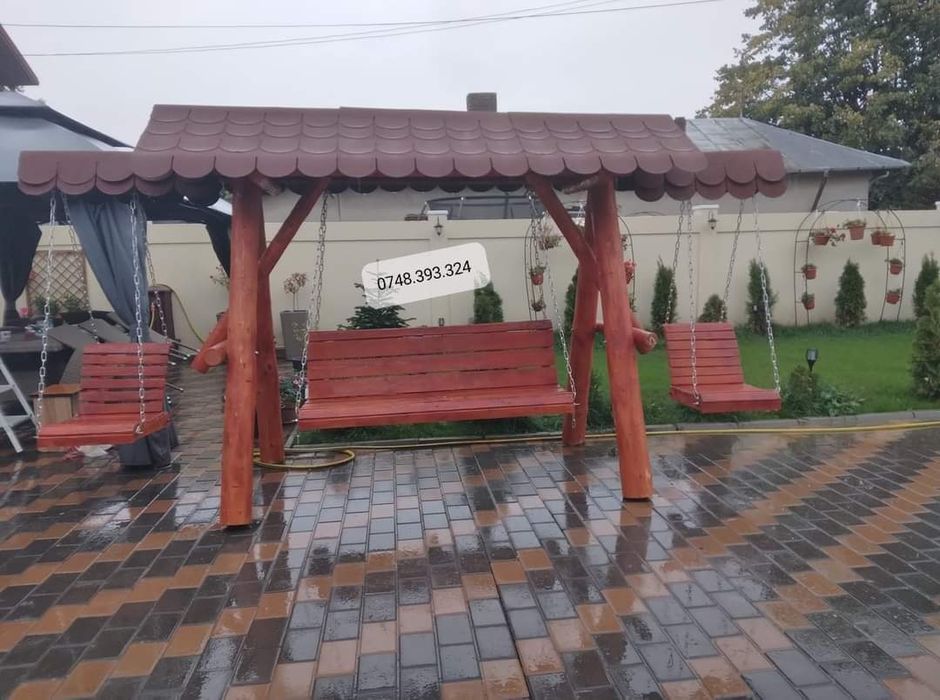Balansoar lemn  cu 2 leagăne  copii