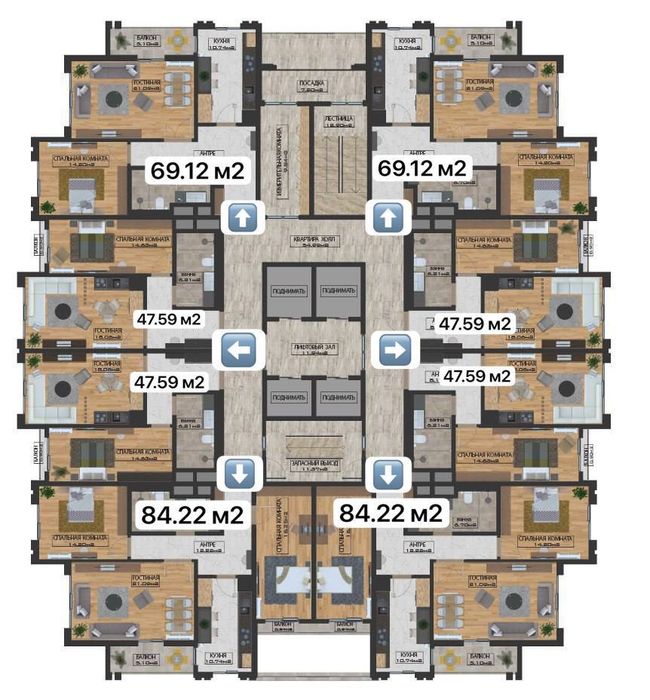 Премиум-класс 1 400 $ за м2! Квартиры в ЖК SAF Towers, IT Park!