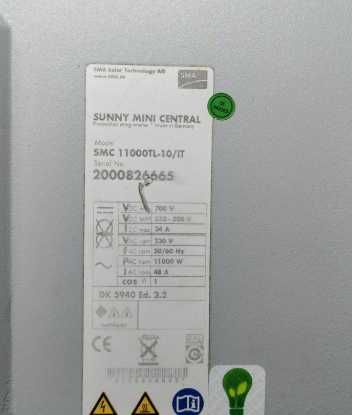 SMA Sunny Mini Central SMC 11000TL | Photovoltaic Inverter | 11kW Single-Phase | 230V AC | 1 MPPT