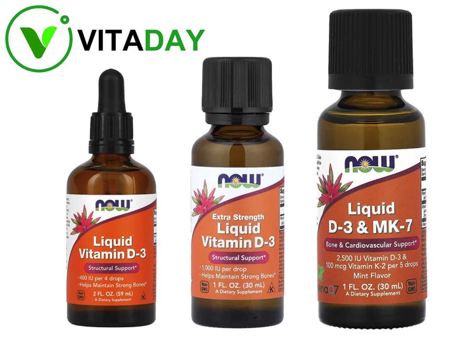 NOW Foods Liquid D-3 & MK-7 жидкий D3 Д3 К2 NOW Liquid Vitamin D3 K2