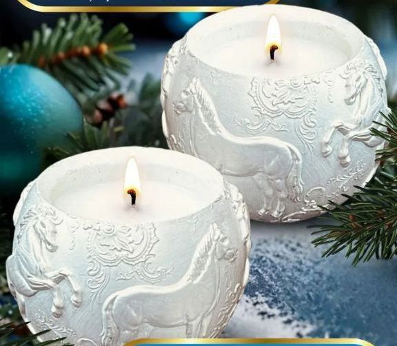 Новогодняя свеча в гипсовом кашпо