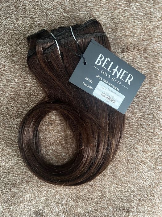 Extensii Belher clip-on premium 45 cm, nuanta 3 (din par natural remy)