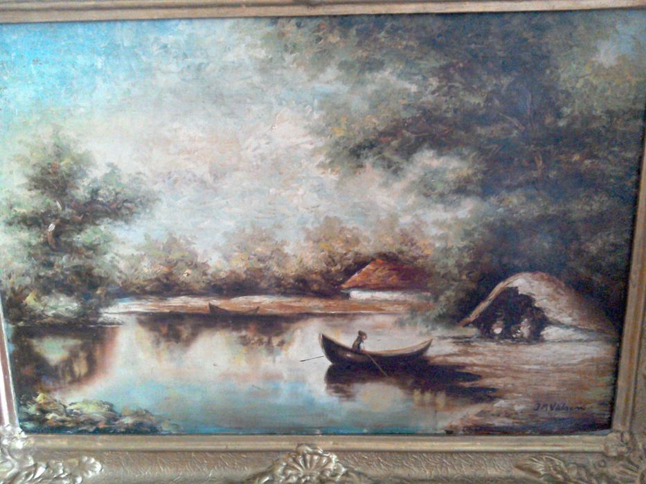 Tablou pictură veche semnata - I. M. Vălsan - ulei/carton