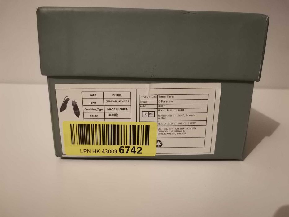 Pantofi dama C. Paravano negri cu toc, marimea 37.5, noi